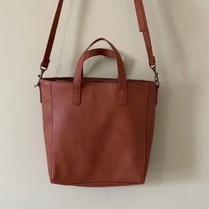 Brown faux leather tote bag